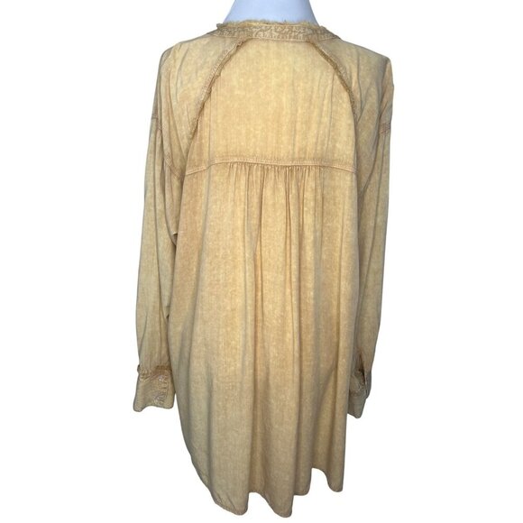 Easel Summer Breeze Mineral Washed Top Frayed Seams Tunic Length Size Large - Picture 2 of 11